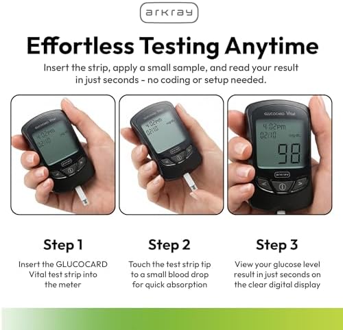 ARKRAY GLUCOCARD Vital Blood Glucose Test Strips – No Coding Required, Fast 7-Second Results