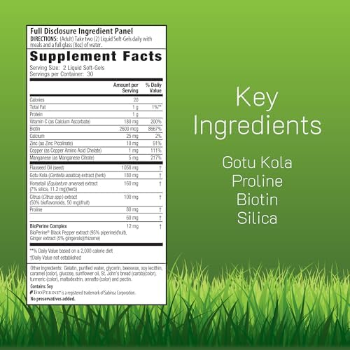 Irwin Naturals Longer, Stronger Hair and Nails - 120 Liquid Softgels - Promotes Vibrant Shine Texture & Strength - 60 Total Servings | Support Shine, Texture, Hair & Nail Strength | Biotin + Horsetail Silica | Connective Tissue Support | 120 Soft-Gels