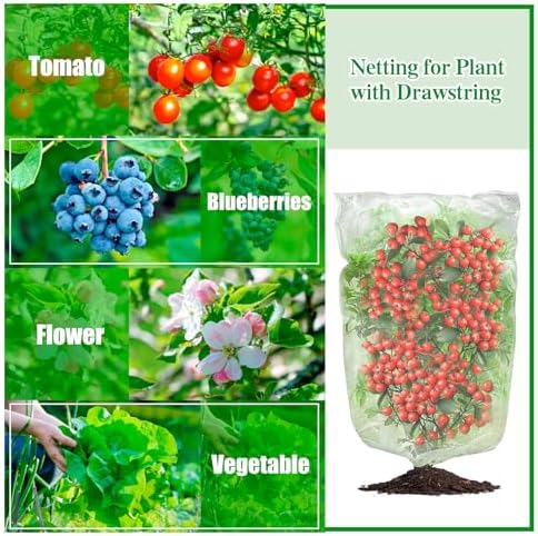 Insect Bird Barrier Mesh, 3.5 x4.6FT Garden Netting Barrier with Drawstring