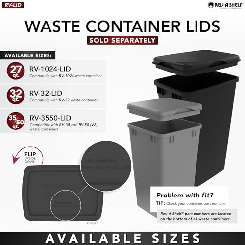 Rev-A-Shelf - 5349-18DM-217 - Double 35 Qt. Pull-Out Brushed Aluminum and Silver Waste Container