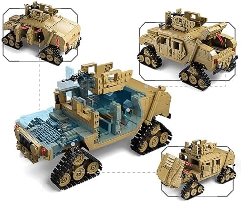 M1A2 Abrams Tank Building Set 1:28 Scale Military Model Kit 2-in-1 Vehicle | Armored Vehicle with Ruin Buildings Soldier Figures Army Blocks Toy Set