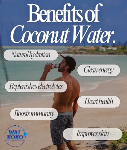 Wai Koko USDA Organic Coconut Water, 1L Cartons (Pack of 6)