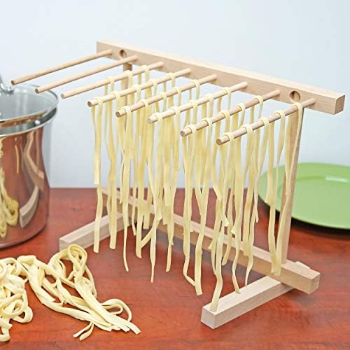 Southern Homewares Collapsible Wooden Pasta Drying Rack – Natural Beechwood Pasta Hanger for Fresh Pasta, Noodles