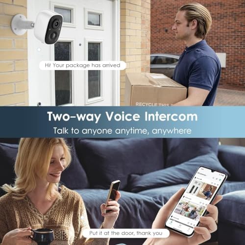 Geekee Security Cameras Wireless Outdoor 2-Way Talk Battery Powered Wi-Fi Cameras for Outside and Indoor 2K Night Vision AI Motion Detection Siren
