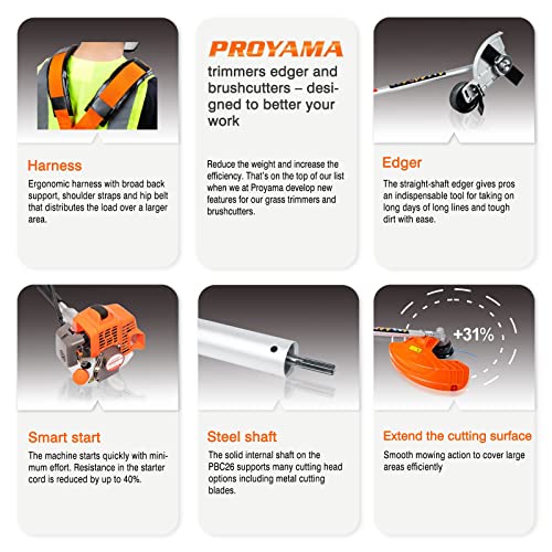 PROYAMA 26cc Gas Powered Weed Eater Wacker, String Trimmer, Brush Cutter