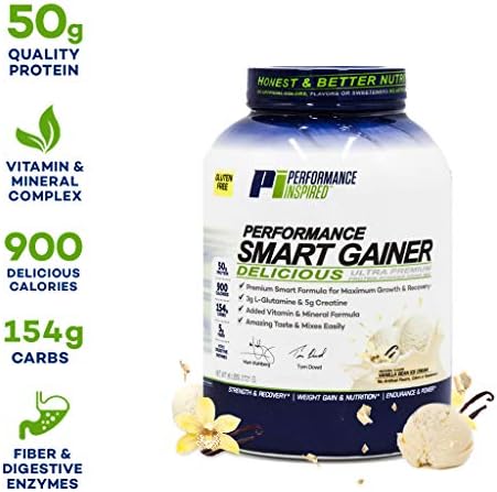Performance Inspired Nutrition Smart Mass Gainer – 50G Protein, 900 Calories, Creatine, L-Glutamine & Digestive Enzymes – Muscle Recovery & Growth – Chocolate Milkshake – 6 lb | 50G Protein - 900 Calories - Creatine, L-Glutamine & Digestive Enzymes