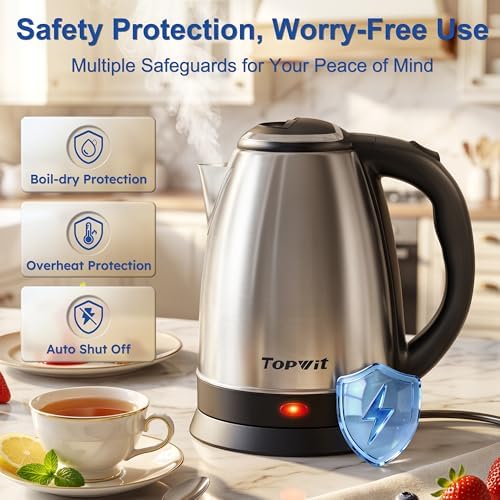 TOPWIT 2.0L Glass Electric Kettle, Hot Water Boiler, BPA-Free