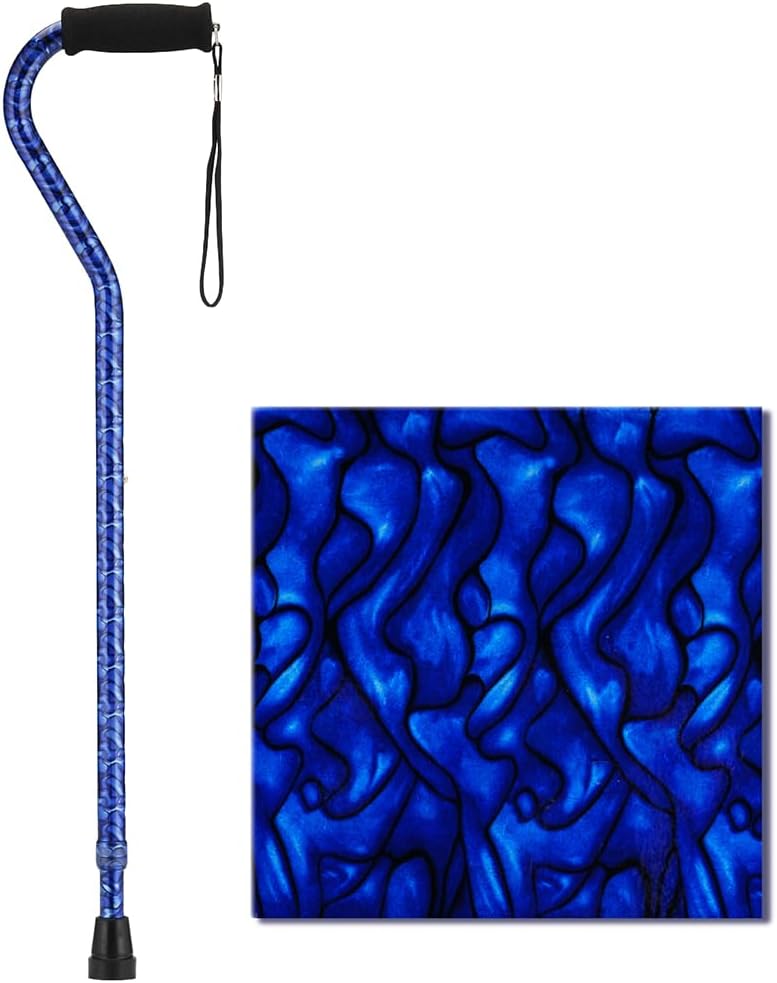 NOVA Designer Walking Cane with Offset Handle, Lightweight Adjustable Walking Stick with Carrying Strap, “Maui Flowers” Design