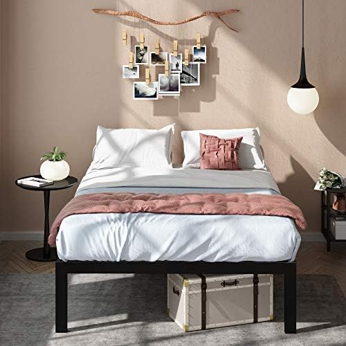 ZINUS Lorrick Metal Platform Bed Frame, Mattress Foundation, Easy, Bolt Free Assembly, Queen, Black