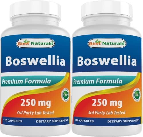 Best Naturals Boswellia Serrata Joint Health 250 mg 120 Capsules - Standardized to 65% Boswellic Acid (120 Count (Pack of 1))