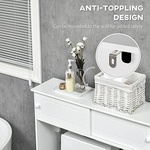 HOMCOM Over The Toilet Bathroom Cabinet Storage Cabinet White