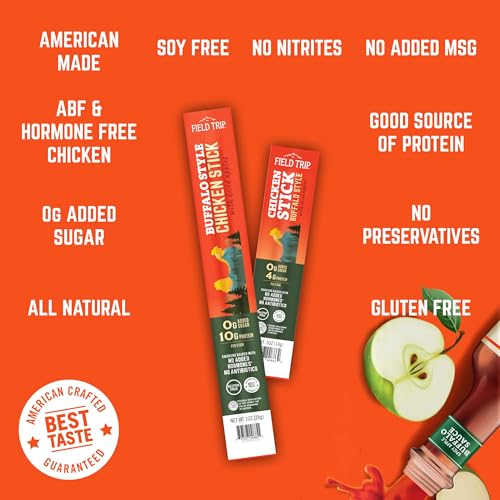 Field Trip Grass Fed Pepperoni Jerky Snack Sticks, Keto, Paleo, Gluten Free, Allergy Friendly Snack, High Protein, 50 Calorie Snack, 0.5oz, 24 Pack | Grass Fed, Keto, Paleo, Gluten Free, Allergy Friendly Snack, High Protein, 50 Calorie Snack