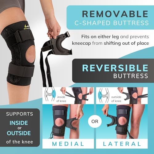 BraceAbility J Patella Knee Brace - Lateral Patellar Stabilizer with Medial and J-Lat Support Straps for Dislocation, Subluxation, Patellofemoral Pain