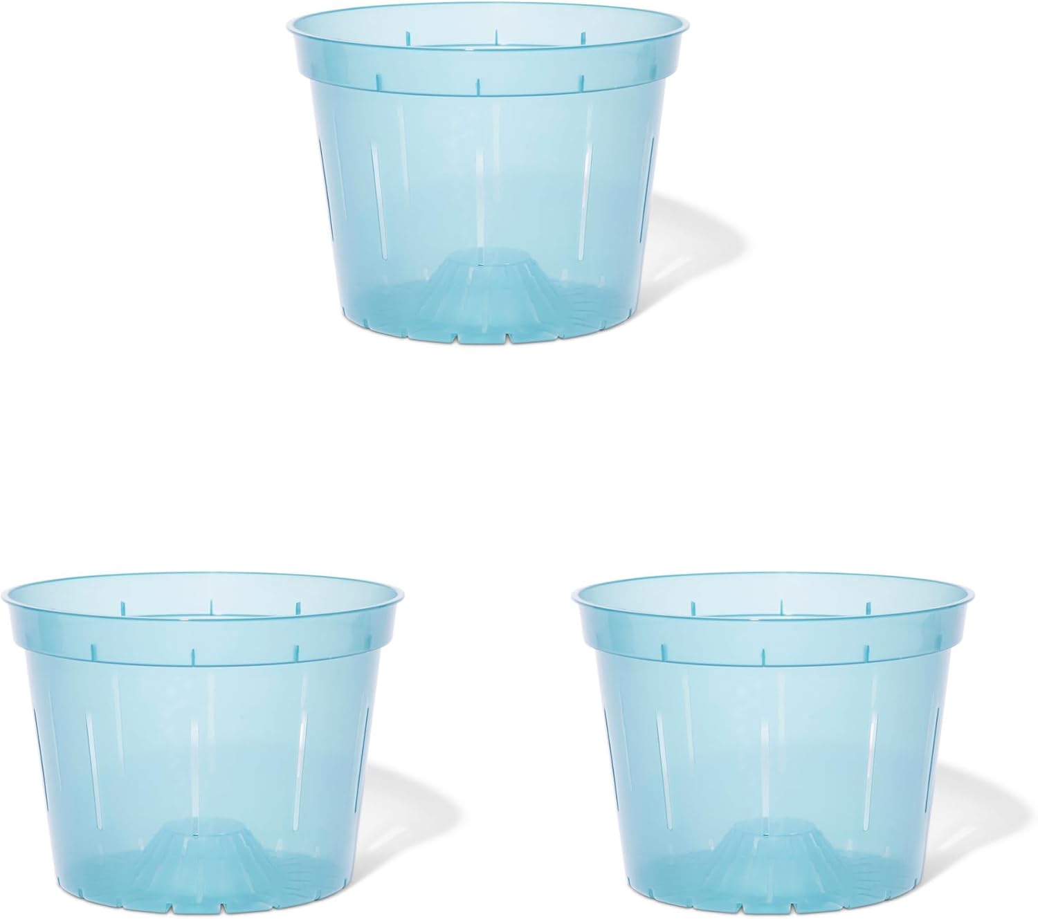 Orchid Pot - 6 inch Slotted Clear Orchid Pots - 3 Pack (Crystal Clear)