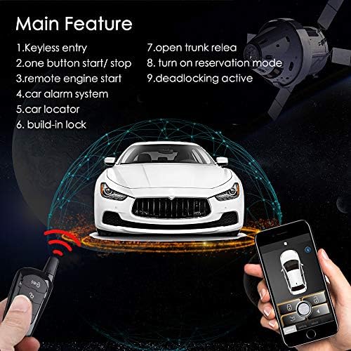 Universal Car Remote Engine Starter Push Engine Start for Car Keyless Entry Lock/Unlock Trunk Release Remote Key or Phone Control Gifts for Man