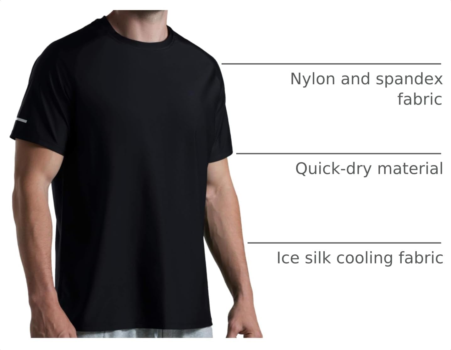 THE GYM PEOPLE Men's Cooling Running Shirts Ice Silk UPF 50+ Workout Tshirt