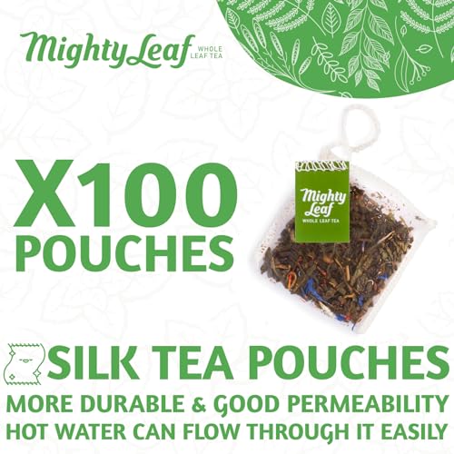 Mighty Leaf Green Tea Tropical – 100 Count Whole Leaf Green Tea Bags – Pyramid Sachets with Pineapple, Tropical Fruit & Floral Flavors – Antioxidant-Rich, Lightly Caffeinated