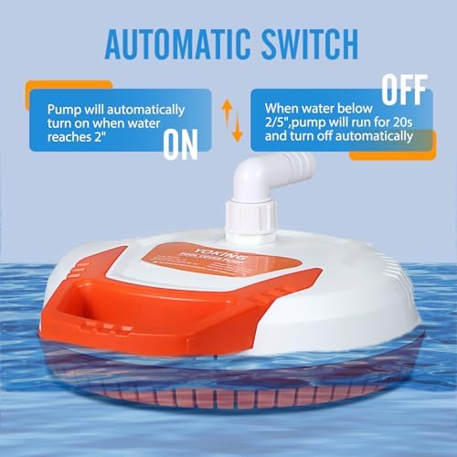 YOKING Automatic Pool Cover Pump, 1/4 HP 1500GPH Swimming Pool Submersible Water Sump Pump