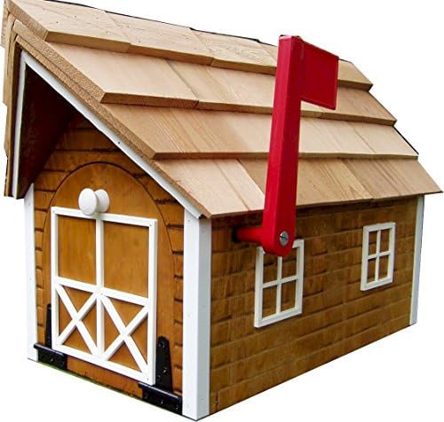 Log Cabin-Look Mailbox Cedar Stain Finish with White Trim Amish Made in USA