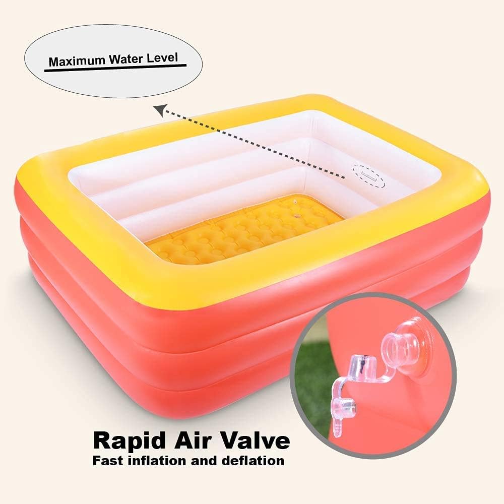 Inflatable Swimming Pool for Kids, 59" X 45" X 20" Kiddie Pools with Inflatable Soft Floor, Durable Blow Up Pools for Backyard