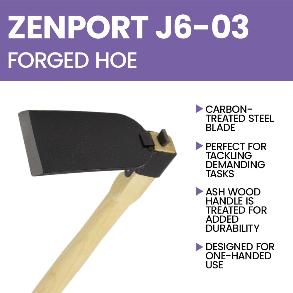 Zenport J603 Forged Hoe, 3.25-Inch by 5-Inch Carbon Steel Blade Head, Wood