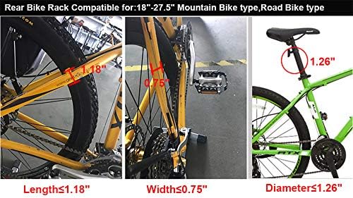 Dirza Rear Bike Rack Bicycle Cargo Rack Quick Release Adjustable Alloy Bicycle Carrier 115 lbs Capacity Easy to Install Black
