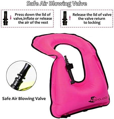 OMOUBOI Snorkel Vest for Adults Swim Vests Inflatable Snorkeling Jackets for Diving, Snorkeling, Swimming Safety (Suitable for 100-220 lbs)