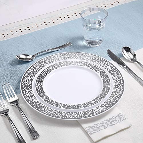 FOCUSLINE 175 Pieces Rose Gold Disposable Dinnerware Set for 25 Guests