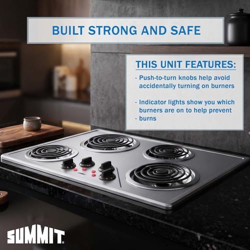 Summit 30" 4 Burner Electric Cooktop Stainless Steel - CR430SS
