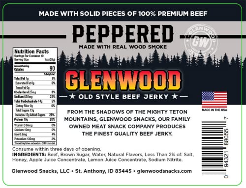 Glenwood Jerky 10oz Bag 100% Beef Jerky (PEPPERED)