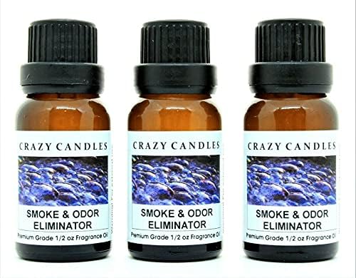 Crazy Candles Smoke and Odor Eliminator 3 Bottles 1/2 FL Oz Each (15ml) Premium Grade Scented Fragrance Oil