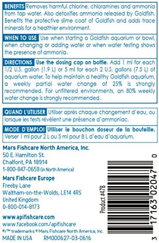 API GOLDFISH PROTECT Aquarium Water Conditioner 4-Ounce Bottle