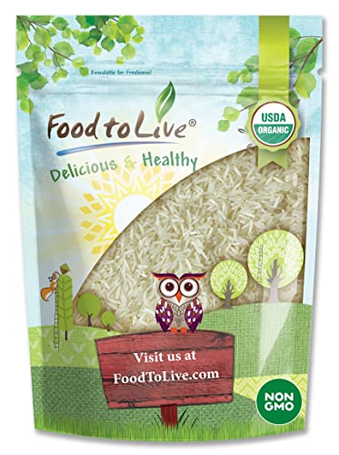 Food to Live Organic White Basmati Rice, 25 Pounds – Non-GMO, Long-Grain Rice Variety, Fragrant, Kosher, Vegan, Bulk. Non-Irradiated. Less Starch.Great for Indian Dishes.