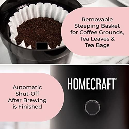 Homecraft 3-Quart Iced Coffee and Tea Maker with Filter Basket, Flavor Enhancer, Adjustable Brew Strength, Black