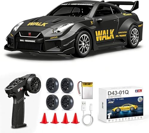 ARRIS 1/43 911 RC Drift Car 4WD with Gyro Full Proportional RTR | Alloy Body, 20KM/H Speed, Extra Drift Tires, Silent Bearings, LED Lighting