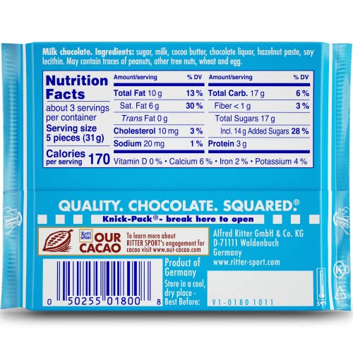 Ritter Alpine Milk Chocolate, 3.5 oz