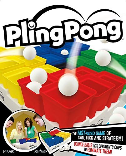 Buffalo Games PlingPong Plinko Bounce Board, 2-4 Players, Family Game Night | Team Play & Speed Rounds, 25 Cups, 9 Balls, 4 Trays & Instructions