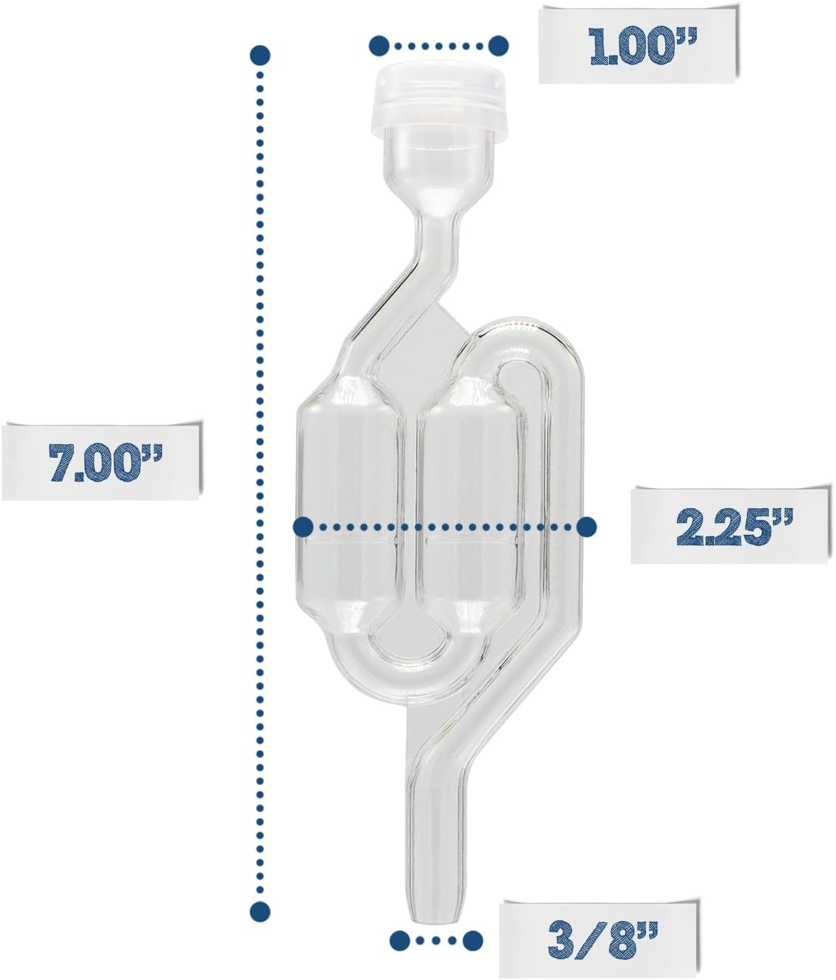 Airtight One Gallon Standard Fermentation Lid Gasket with Airlock - Turns Gallon Jar Into A Fermenter - Hard Kombucha, Beer, Wine, Cider, (S-Airlock)