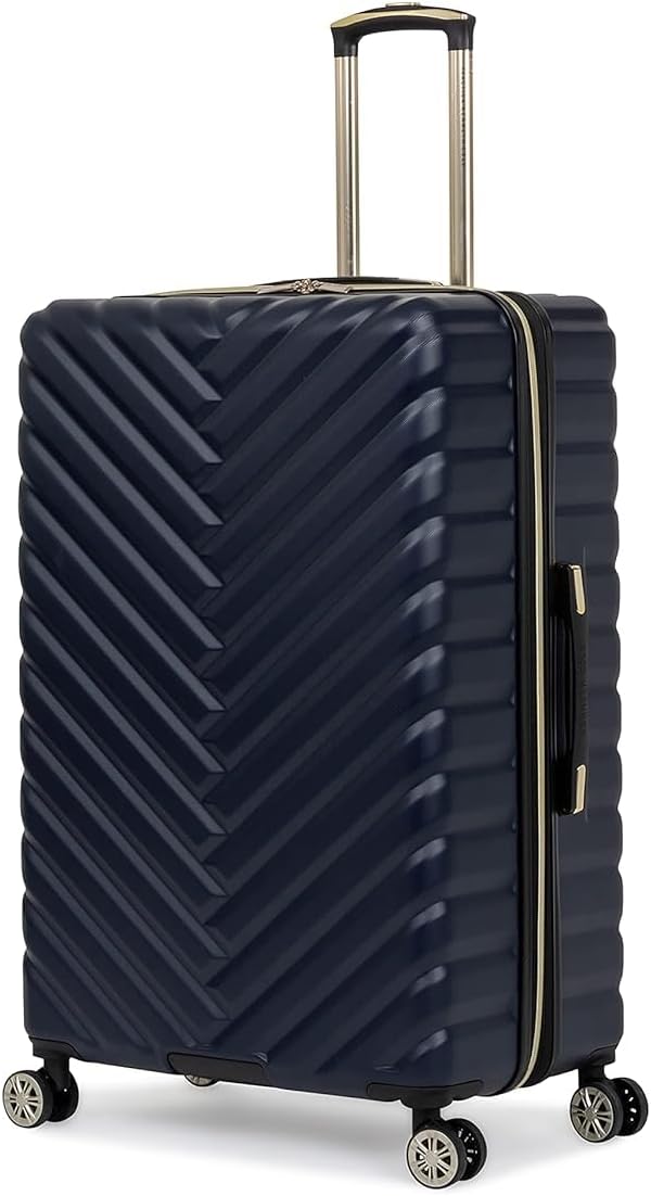 Kenneth Cole REACTION Madison Square Lightweight Hardside Chevron Expandable Spinner Luggage, Black, (28-Inch Checked)