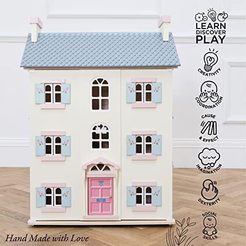 Le Toy Van - Gorgeous Cherry Tree Hall Large 4 Storey Wooden Doll House Play Set For Girls or Boys | Great As A Gift | Suitable for Ages 3+