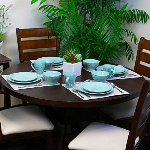 Elama Malibu Waves 16Piece Dinnerware Set In Turquoise