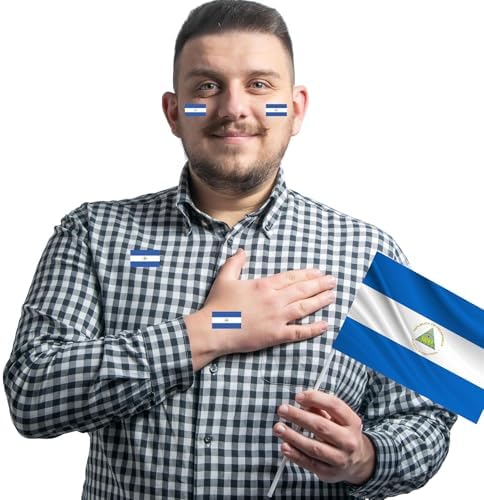 500 Pieces Nicaragua Flag Stickers Countries Flag Nicaraguans Birthday Theme Party Supplies Favors Decorations Containers Letter DIY Labels Sports