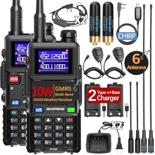 Baofeng Radio Ham Radio Handheld UV-5R Upgrade Long Range Rechargeable AR-5RM 10W NOAA Weather Emergency Tactical Two Way Radio with Programming