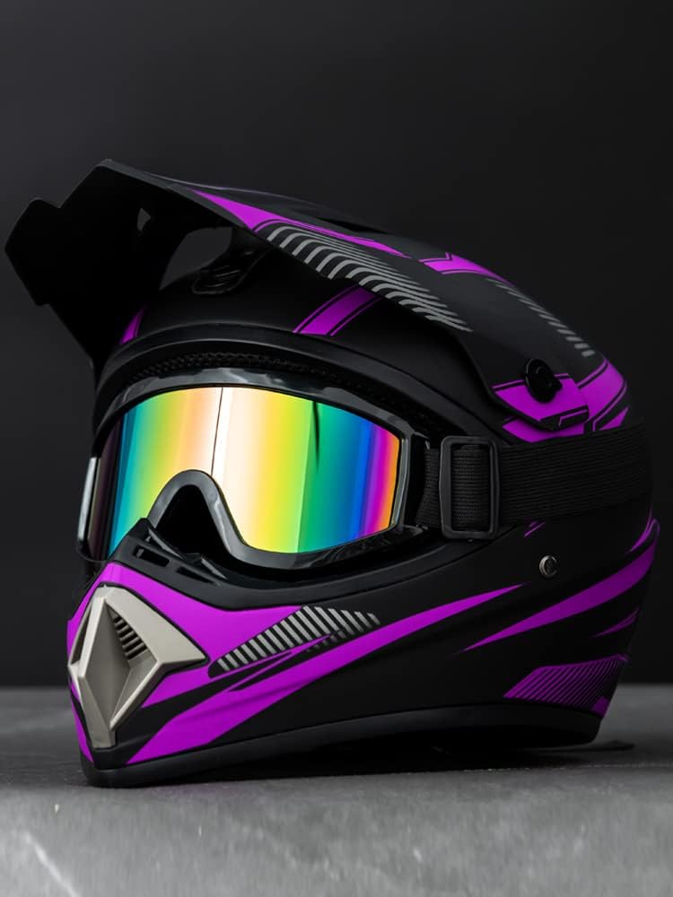 Motocross Offroad Helmet Dirt Bike Helmet BMX MX ATV Helmet Full Face Motorcycle Helmet with Gloves Goggles Mask for Unisex Adult Youth DOT/FMVSS
