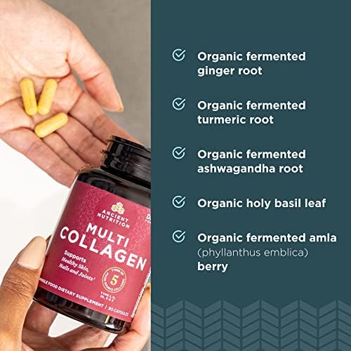 Ancient Nutrition Hydrolyzed Multi Collagen Peptides Capsules | Women & Men, Vitamin C, Probiotics, Grass-fed Hydrolyzed Collagen, Supports Skin, Hair