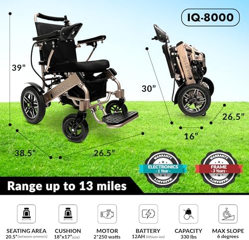 Majestic Electric Wheelchairs for Adults, Lightweight Foldable Electric Wheelchair, Motorized Wheel Chair for Seniors