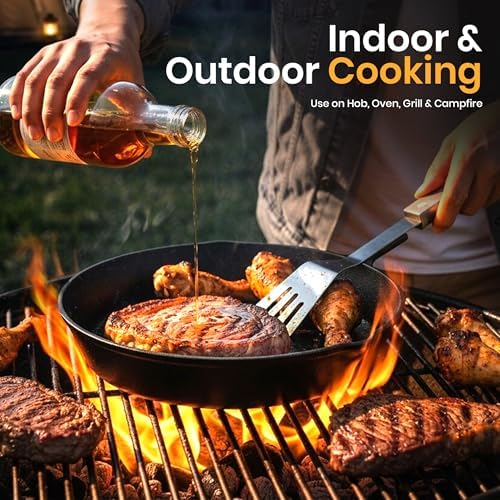 Utopia Kitchen Cast Iron Skillet Set 3 Piece 6 8 10 Inch PFAS-Free Black | Chef Pan, Even Heat Distribution, Stovetop, Campfire and Grill Safe, Large Skillet Set, Indoor Outdoor Use