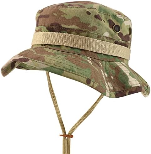 Armycrew Ripstop Tear Resistant Cotton Jungle Boonie Cap with Chin Strap