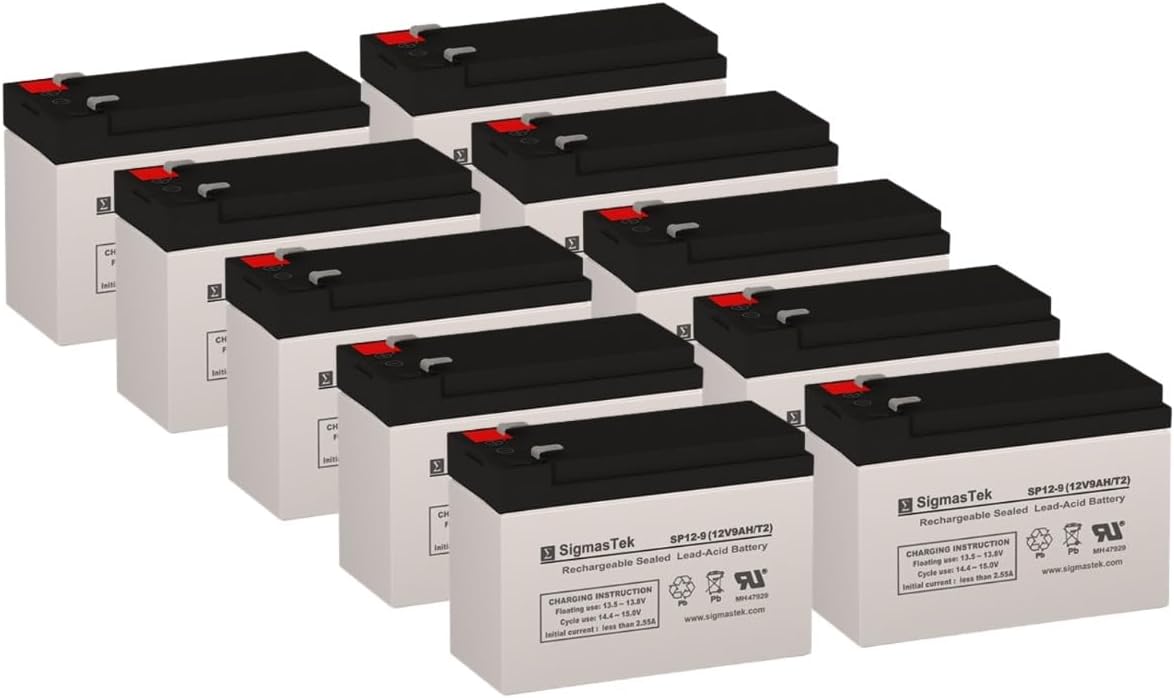 SigmasTek SP12-9 - 12V 9AH F2 SLA Battery - Replaces: Universal Power UB1290 (40748), UB1280HR (D5785), B&B Battery BP8-12, HR9-12, Vision CP1290, Yuasa NP9-12