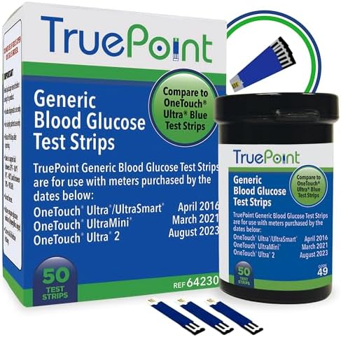 TruePoint Blood Glucose Test Strips, 50 Count, for Ultra Series Meters | For home blood glucose testing, compatible with Ultra, Ultra2